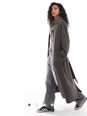 ASOS Mushroom Brown tailored longline trench coat